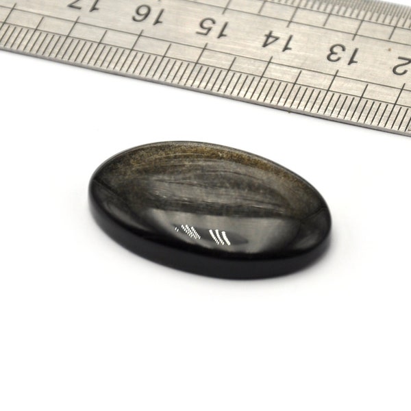Golden Obsidian Oval Shape Cabochon 35mmX21mmX6mm Natural/Genuine Golden Gray/Grey Obsidian Mineral Stone N.56H