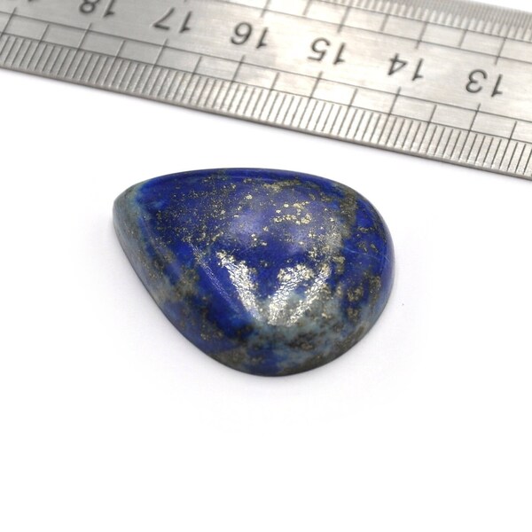 Lapis Lazuli avec taches de pyrite Drop Cabochon 35mmX28mmX8mm Véritable/Non teinté Naturel Bleu Pierre Minérale Cabine N.163F