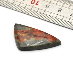 Peanut Obsidian Triangle Shape Cabochon 37mmX20mmX5mm Natural/Genuine Deep Green with Brown Red Spots Obsidian Mineral Fine Stone N.167H