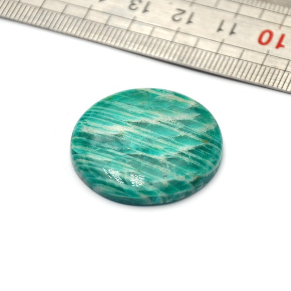 Cabochon turquoise vert foncé en amazonite 30 mm x 30 mm x 5 mm pierre naturelle/pierre véritable, forme ronde non percée N.39G