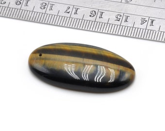 Cabochon d’oeil de faucon foré (oeil bleu de tigre/oeil de Faucon) 40mmX20mmX6mm bleu normal et pierre d’or/pierre jaune 1mm chute de trou N.38F