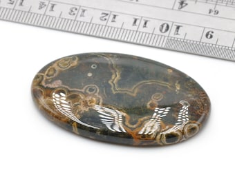 Orbicular/Ocean Jasper Cabochon 54mmX32mmX6mm natürliche Jaspis Stein undrilled Big Oval Cab Mineral N.155E