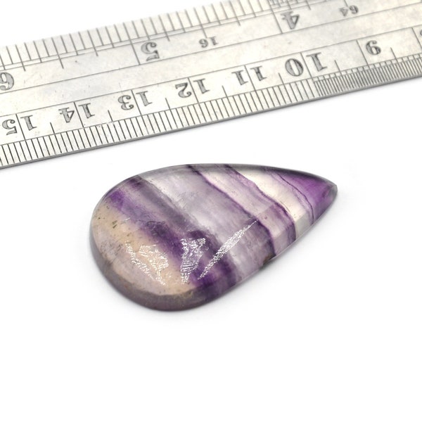 Fluorite Drop Cabochon 42mmX28mmX6mm Naturel/ Authentique Translucide Violet et Vert Minéral Pierre N.170F