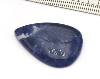 Sodalite Cabochon 33mmX23mmX5mm Undrilled Natural Fine Stone Drop Shape Dark Blue Mineral N.95J