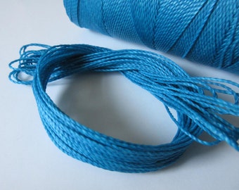 Blue Waxed Polyester Cord 25ft pack  = 8.33 yards = 7,6 meters Linhasita Thread Brand #707