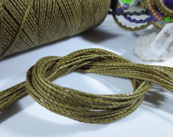 Khaki Brown Waxed Polyester Cord 25ft pack  = 8.33 yards = 7,6 meters Linhasita Thread Brand #222