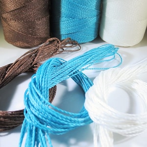 X 3 Mix Farbe gewachst Polyester Schnur 25ft Pack = 8,33 Yards = 7,6 Meter Linhasita Thread Marke #515/229/Natural