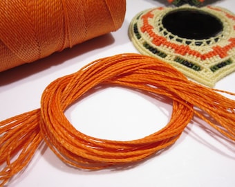 Orange Waxed Polyester Cord 25ft pack  = 8.33 yards = 7,6 meters Linhasita Thread Brand #30