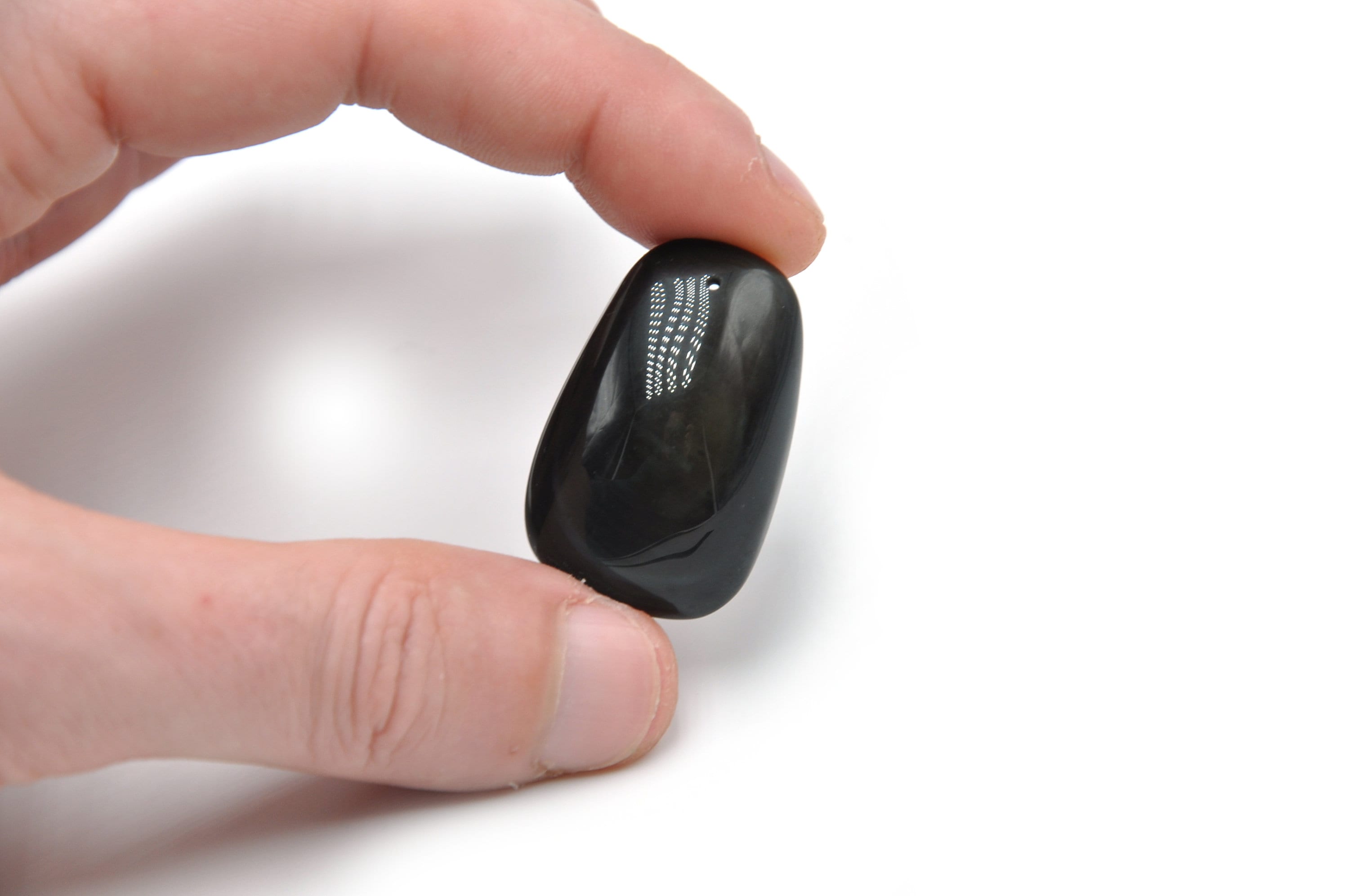 Drilled Obsidian Wide Trapeze Shape Cabochon 37mmx24mmx10mm