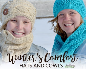 Hat knitting pattern / Knitted hat pattern / Cowl knitting pattern / Knitted scarf pattern / Cable knit hat pattern / Hat pattern / Cowl
