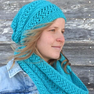 KNITTING PATTERN PDF Hat and Scarf set - Knit pattern hat and scarf - Knit hat - Knit scarf - Adult slouch hat/scarf