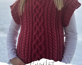 knitting pattern vest / cabled vest knit pattern / vest knitting pattern for baby / vest knit pattern for child / toddler vest knit