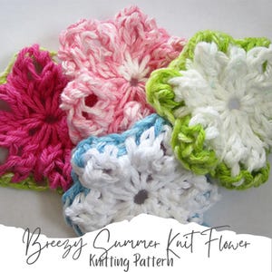 Easy seamless flower knitting pattern / flower knit pattern / accessory knit for hats /  colorful / worsted weight yarn / knitted flower