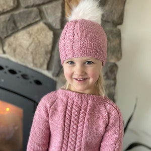 knitting pattern cable sweater and hat set / sweater knitting pattern for baby / for child / cable knit hat / raglan sweater knit pattern image 2