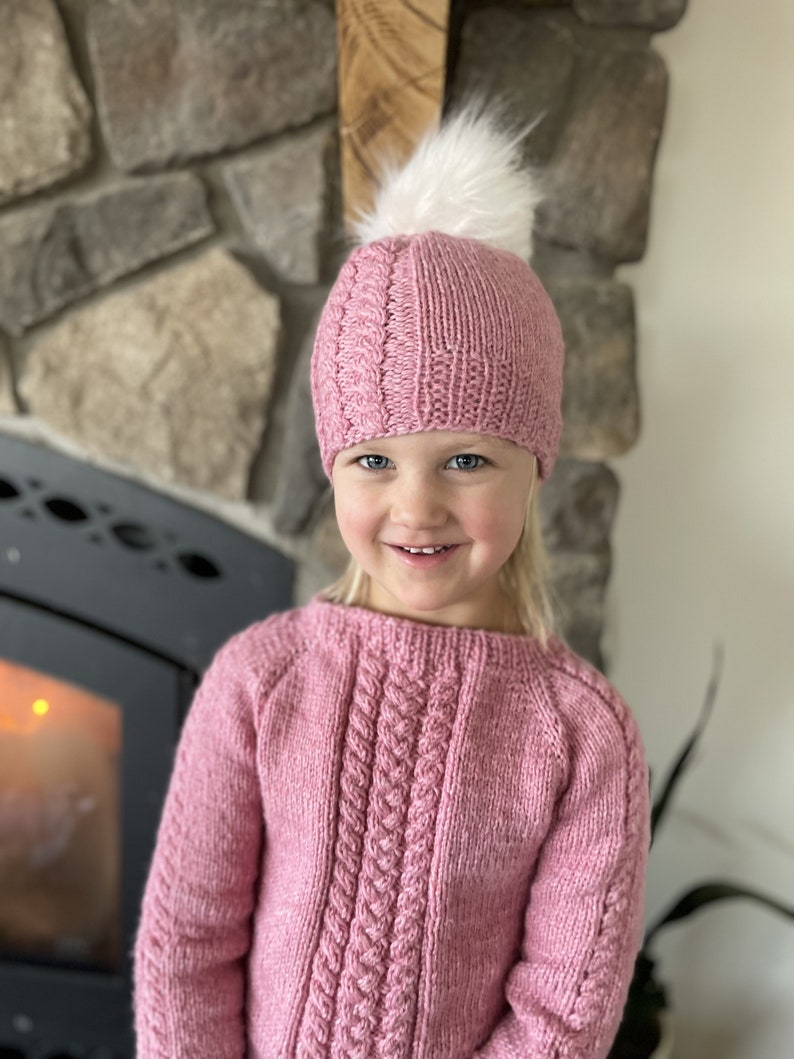 knitting pattern cable sweater and hat set / sweater knitting pattern for baby / for child / cable knit hat / raglan sweater knit pattern image 2