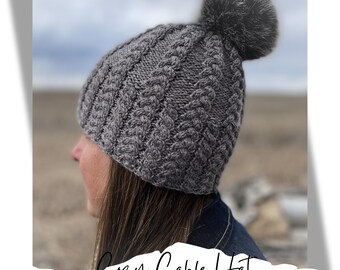 Cable hat knitting pattern - knit cable hat - cable hat knit for her - easy cable knitting - seamless cable hat - knitted cable hat