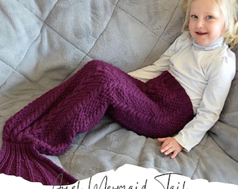 Mermaid tail knitting pattern / Mermaid blanket knitting pattern / Knitted mermaid tail / Cable knit mermaid tail/ Knitted mermaid blanket