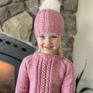 knitting pattern cable sweater and hat set / sweater knitting pattern for baby / for child / cable knit hat / raglan sweater knit pattern image 4