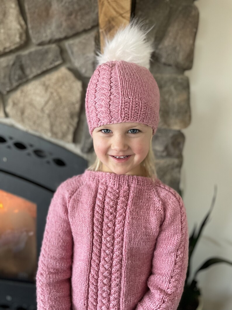 knitting pattern cable sweater and hat set / sweater knitting pattern for baby / for child / cable knit hat / raglan sweater knit pattern image 4