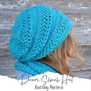 KNITTING PATTERN PDF Dream Slouch Hat - Slouch hat knit pattern - knit pattern hat - Adult Knit hat