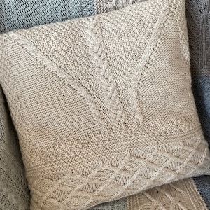 KNITTING PATTERN PILLOW - Mystery Knit pillow - cable knit pillow - pillow knitting pattern