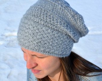 KNITTING PATTERN PDF Adult Slouch Hat - Knit pattern slouch hat - Knit pattern hat