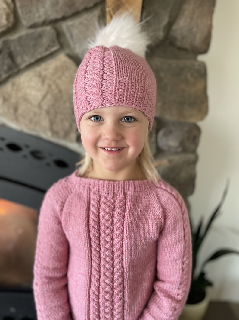 knitting pattern cable sweater and hat set / sweater knitting pattern for baby / for child / cable knit hat / raglan sweater knit pattern image 1