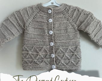 Diamanten Cardigan Strickanleitung (PDF Download) – Baby, Kind nahtlos gestrickt