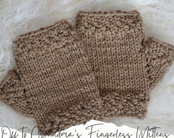 Fingerless mittens knitting pattern - mittens knit pattern // for baby // for adults // moss stitch fingerless mittens knit // knitted mitts