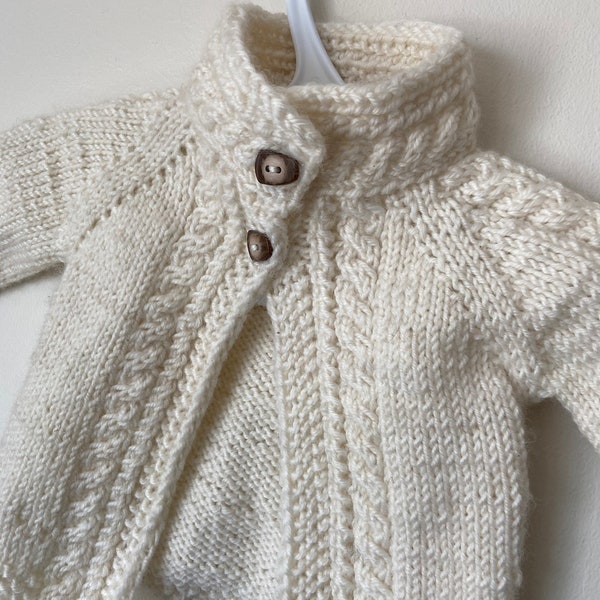 KNITTING PATTERN baby cardigan - knit baby cable sweater - raglan style knitted cardigan / DK weight yarn / top down knitting pattern