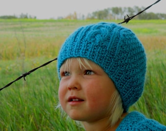 KNITTING PATTERN PDF Hat - Knit pattern hat - Toddler's Knit hat - Child's Knit hat - Hat knitting pattern - Cable hat