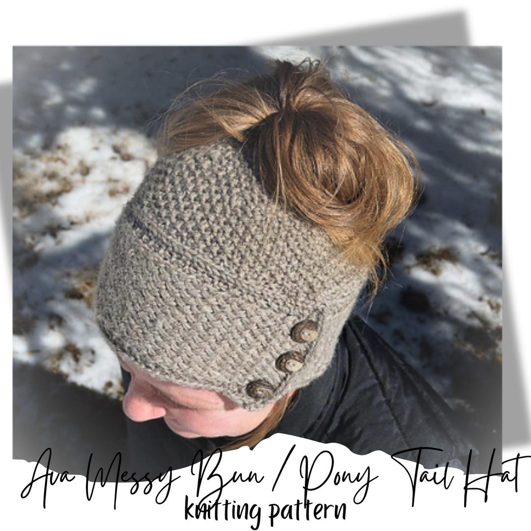KNITTING PATTERN Messy Bun Hat // Knitting Pattern for Women