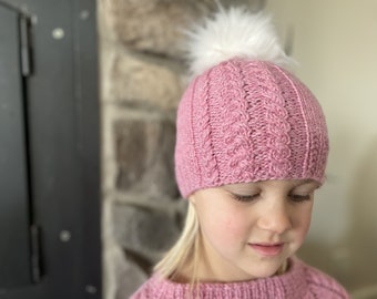 Knitting pattern simple cable hat / simple cable beanie hat knit pattern / knit pattern for children / for baby / cute knitted hat pattern