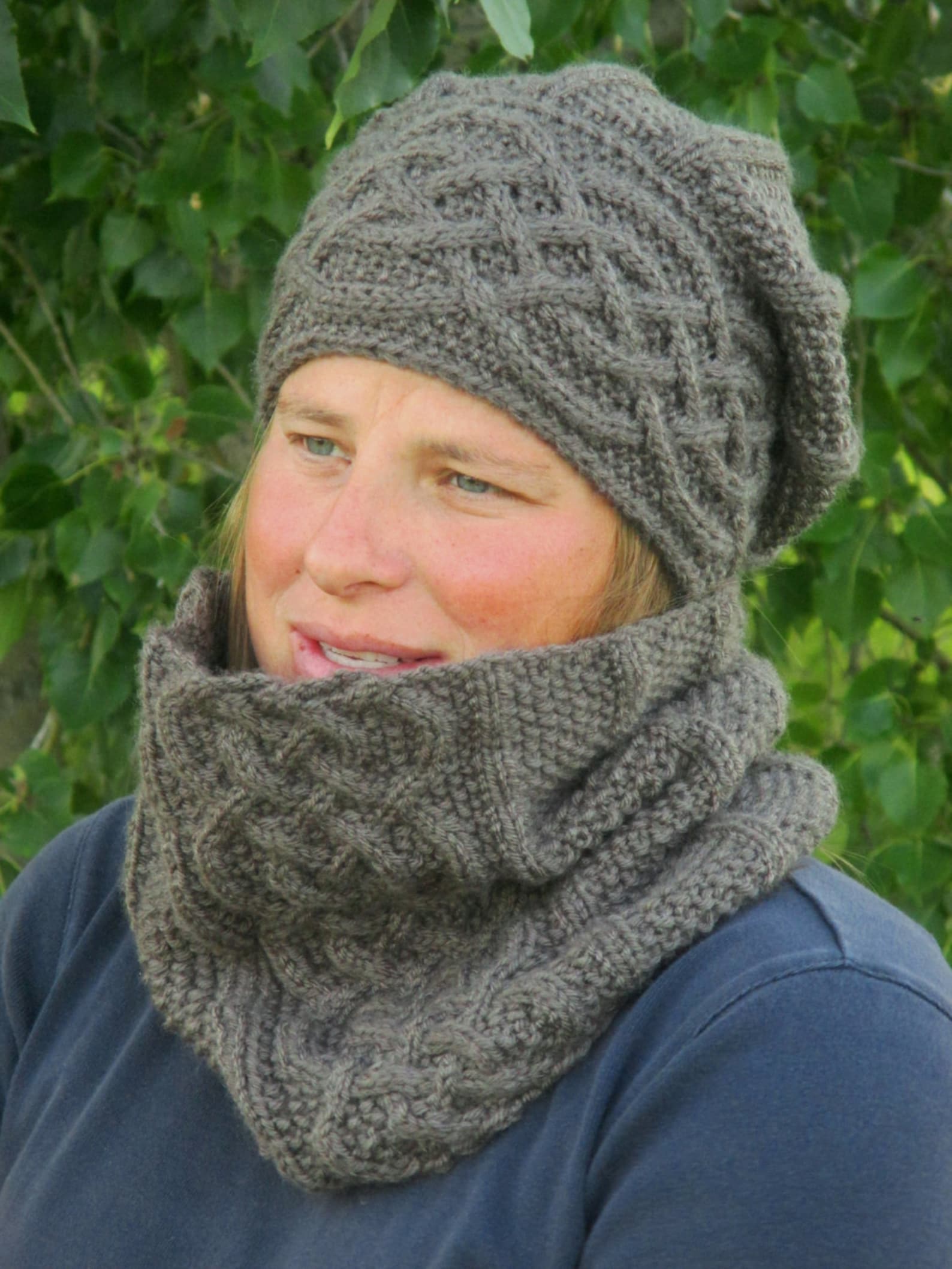 KNITTING PATTERN PDF Slouch Hat - Cable Knit Slouch Hat, Woman's Slouch ...