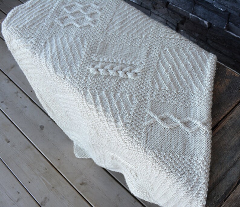 Seamless Knit Square Afghan // Knitting Pattern Afghan // Etsy