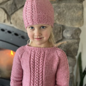 knitting pattern cable sweater and hat set / sweater knitting pattern for baby / for child / cable knit hat / raglan sweater knit pattern image 5