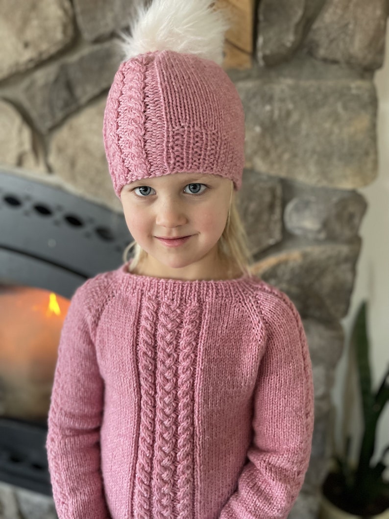 knitting pattern cable sweater and hat set / sweater knitting pattern for baby / for child / cable knit hat / raglan sweater knit pattern image 5