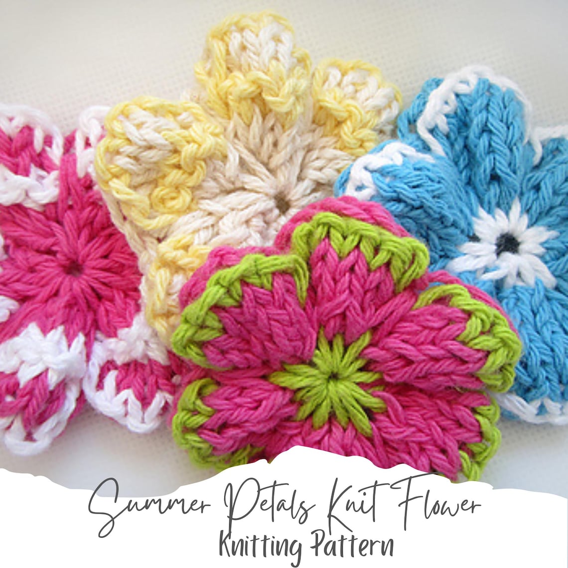 KNITTING PATTERN PDF Flower- Knit Flower Pattern - Knit Flower Pattern ...