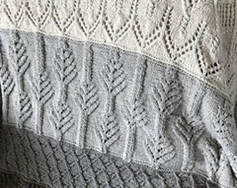 Seamless Afghan knitting pattern / Cables and lace knit blanket knit pattern / lap to bonus size blanket / stunning knitted afghan