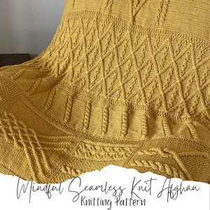 Seamless cable blanket knitting pattern,  unique afghan knitting pattern, cozy wool knit throw, intermediate pattern