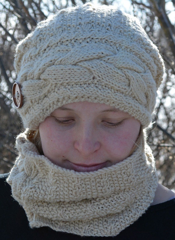 KNITTING PATTERN PDF Hat - Knit Pattern Slouch Hat - Knit Pattern Cable ...