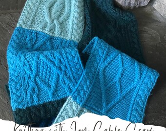 Seamless cable scarf knitting pattern // square scarf knit pattern // knitted scarf // learn to cable scarf // mulitple pattern scarf