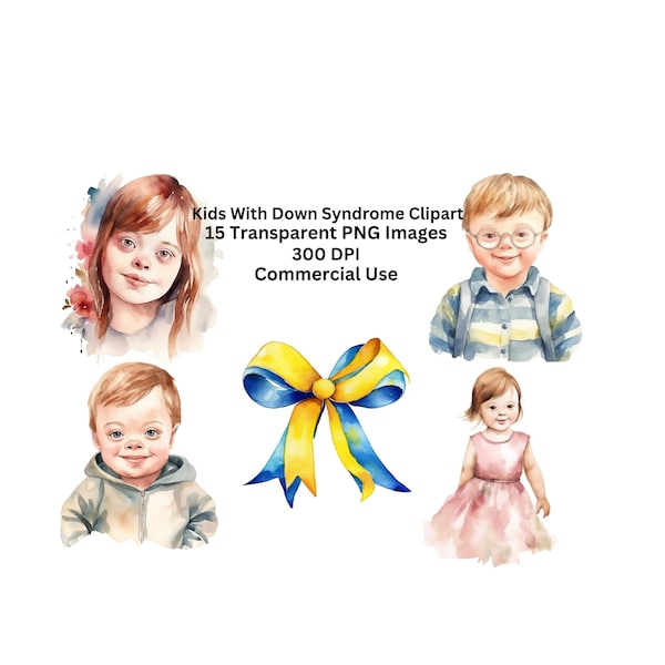 Kids With Down Syndrome Clipart - Digital Designs PNG - Scrapbooking - Junk Journal - Kids Clipart
