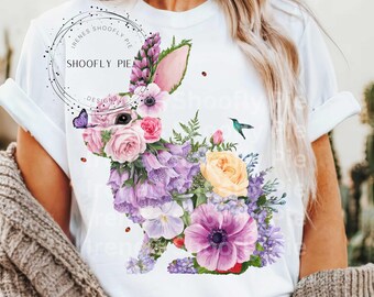 Bunny Easter Png Spring Sublimation Spring Floral Bunny Png, Coquette Easter Bunny Png, Easter Sublimation Download