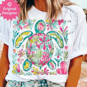 Sea Turtle PNG, Nautical Sublimation Designs, Fisherman Aesthetic Png, Beach Png, Instant DIGITAL Download, Turtle Png, Boho Floral Turtle
