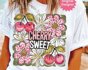 Cherry Sweet Png, Boho Floral PNG, Summer Sublimation Designs, Preppy Summer Png, Cherries Png, Summer Fruit Tshirt Png, Summer Cherries Png