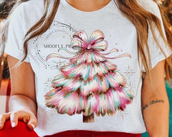 Coquette Colorful Pink Christmas Tree Png, Christmas Tree Glitter Png, Trendy Christmas Png, Tree With Bow Christmas Png Girly Christmas Png