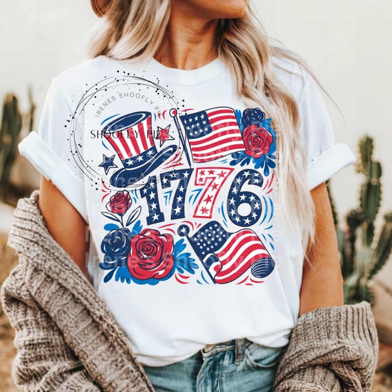 America 1776 Png, Retro 4th Of July PNG, Patriotic Sublimation Design, American Png, Instant DIGITAL, Floral