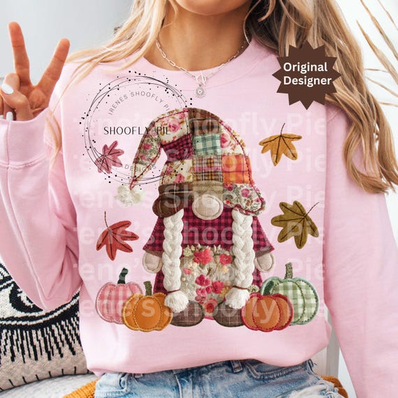 Preppy Fall Gnome Png, Patchwork Fall Png, Girly Autumn Png, Fall Vibes Design,  Sublimation PNG, Boho Fall Png, Cute Gnome