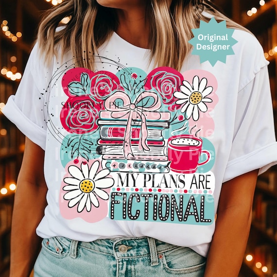 Book Nerd PNG, Book Sublimation Design, Retro Bookish Png, Book Lover Png, My Plans are Fictional Png, Librarian Png, Retro Floral Book Png